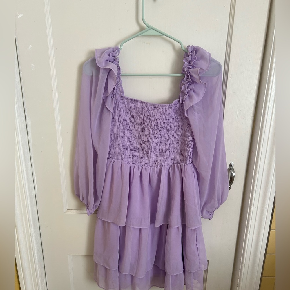 Pastel Purple Smocked Mini Dress